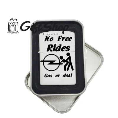 No free rides opel, bricheta metalica gravata laser cu mesaj